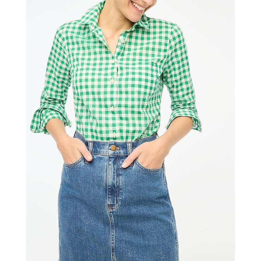 J.Crew Women's Gingham Lightweight Cotton Botton Up Shirt, Size 4